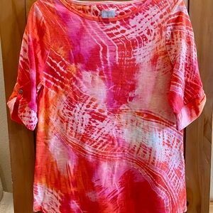 Chico's Pink and Orange Tie-Dye Top
